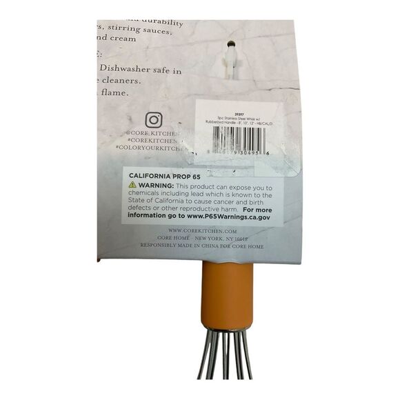 Core Orange 3 Piece Stainless Steel Whisks Set Size 8”, 10” And 12”. - Picture 8 of 9